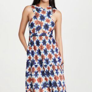 Banjanan Maxi Dress in Shibori Clamp Dye Dusty Aqua Blue NWT